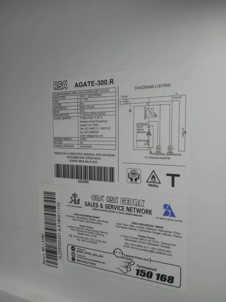 SHOWCASE COOLER RSA AGATE 300 R NORMAL MASIH BAGUS