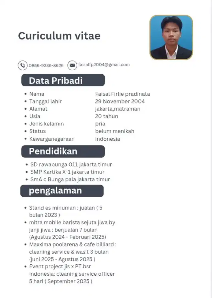 Butuh pekerjaan yg di inginkan di bawah ini
