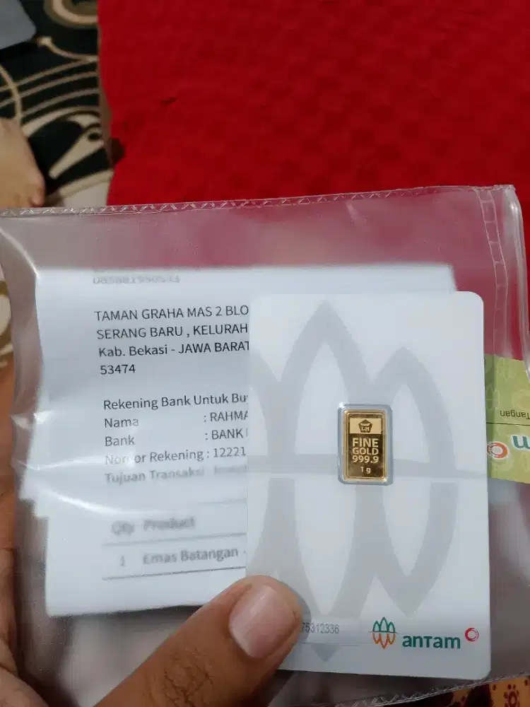 Emas 1 GR , surat - Surat lengkap
