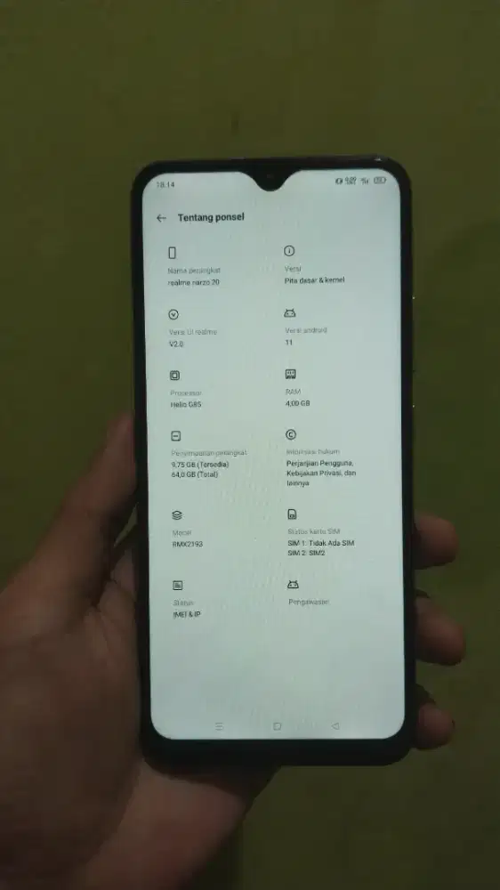 Jual realme narzo 20