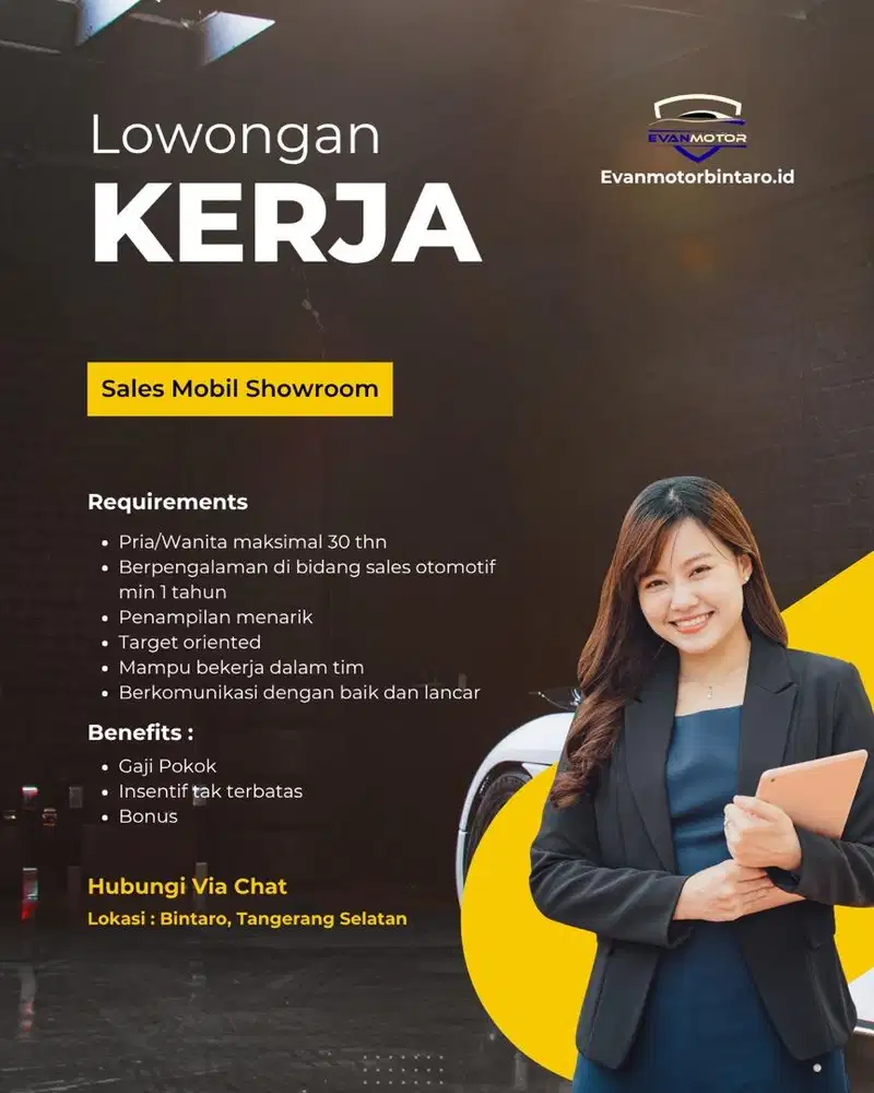 Lowongan Kerja Sales Showroom Mobil Second