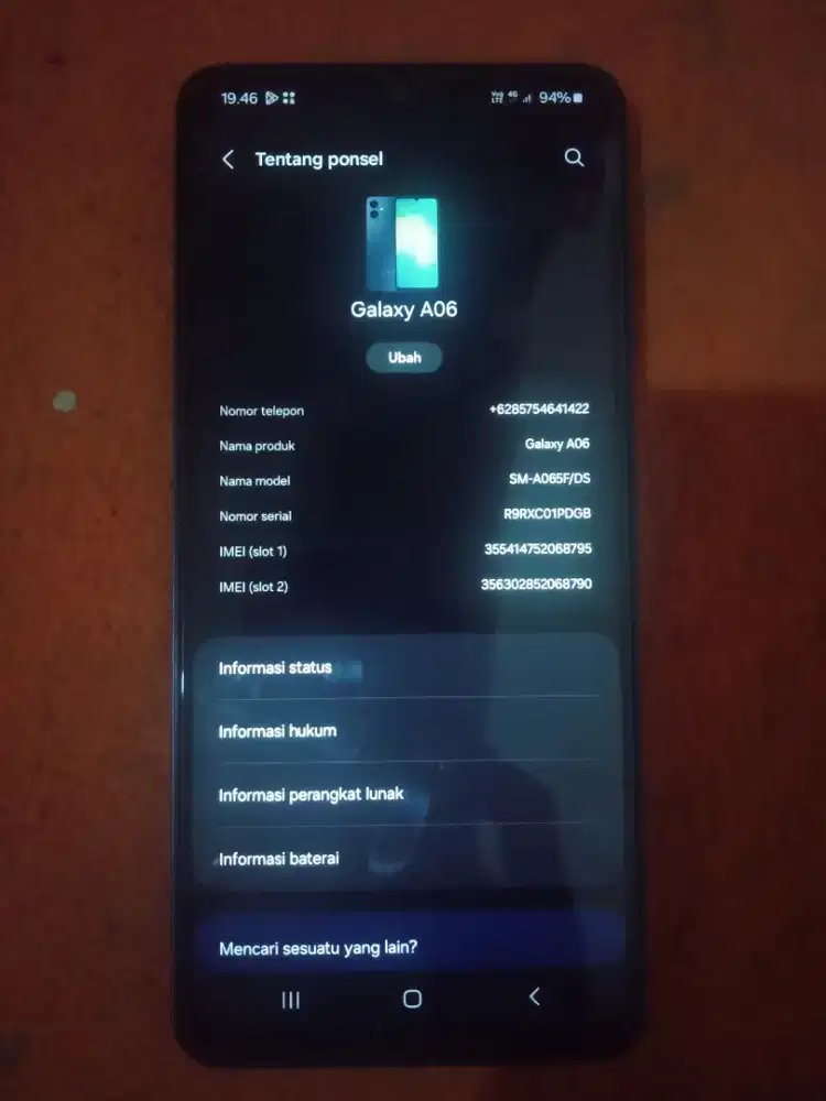 Samsung a06 ram 4+4/128 batangan