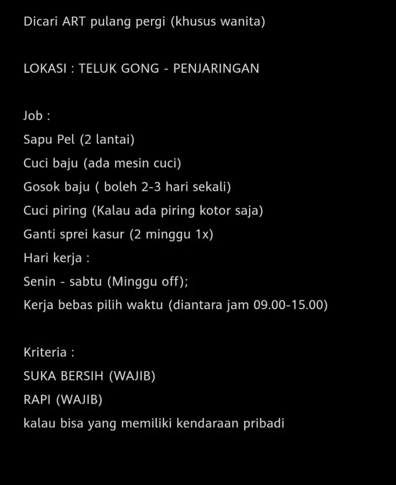 PEMBANTU PULANG PERGI