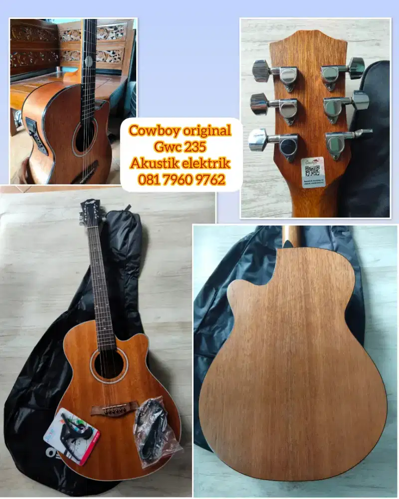 Gitar akustik elektrik original Cowboy GWC 235 istimewa lengkap