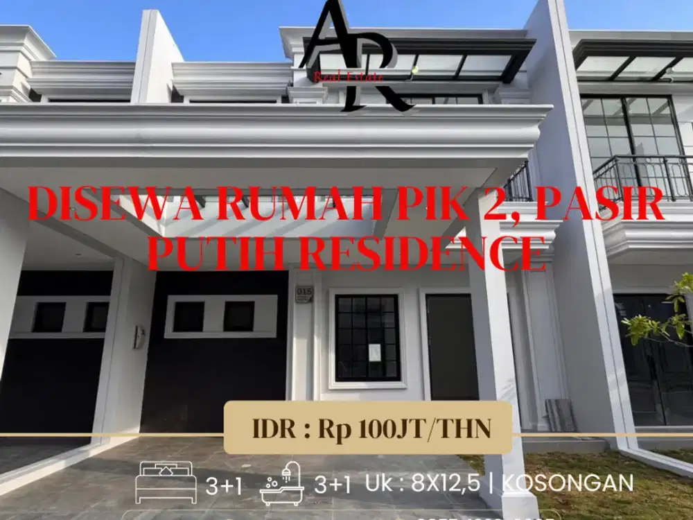 DISEWA Rumah PIK2 Cluster Pasir Putih Residence