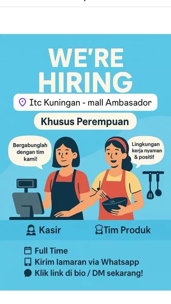 Lowongan kerja jualan di tenant khusus wanita