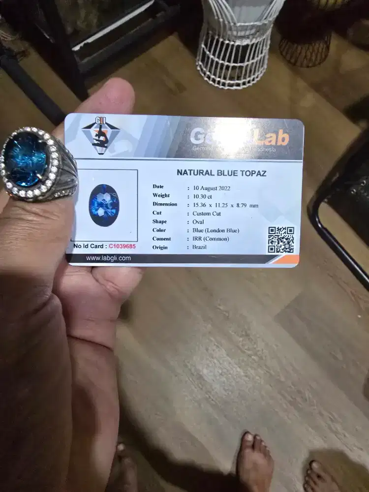 Batu blue topas ring perak memo