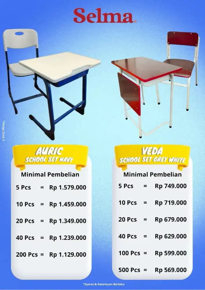 Kursi meja set sekolah