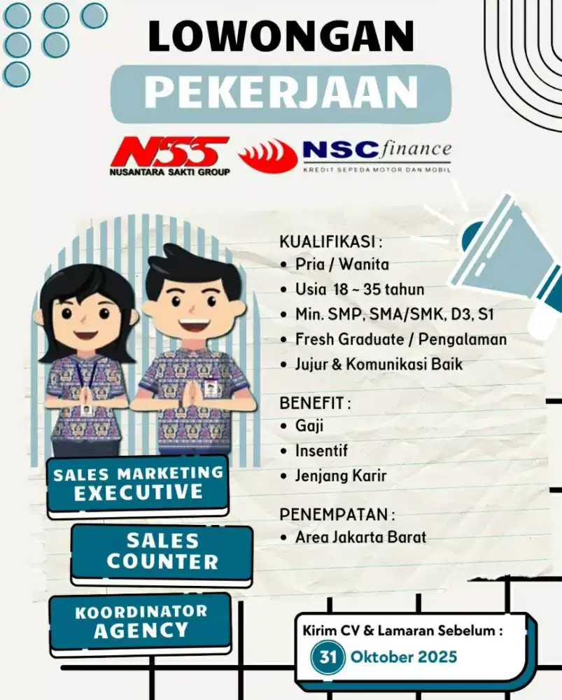 LOKER / Lowongan Pekerjaan - NSC Finance Bonjer