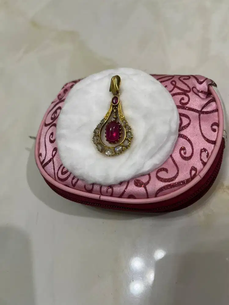 Liontin Ruby & Berlian Edwardian Langka Asli 1930an (Yang Mau Aja)
