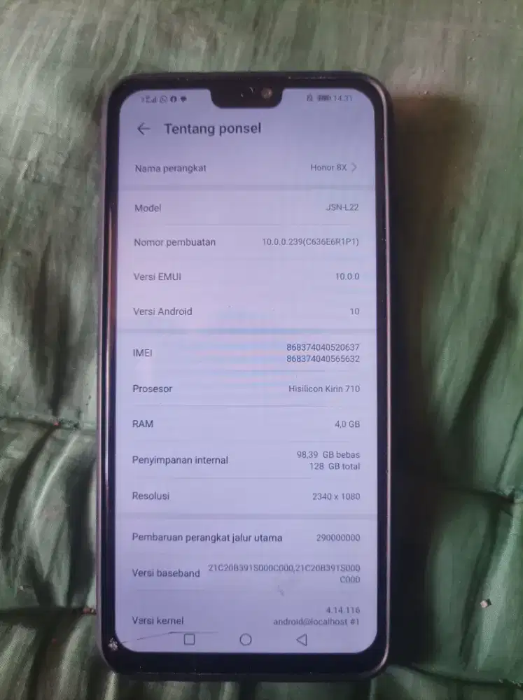 HONOR 8X RAM 4gb / INTERNAL 128gb