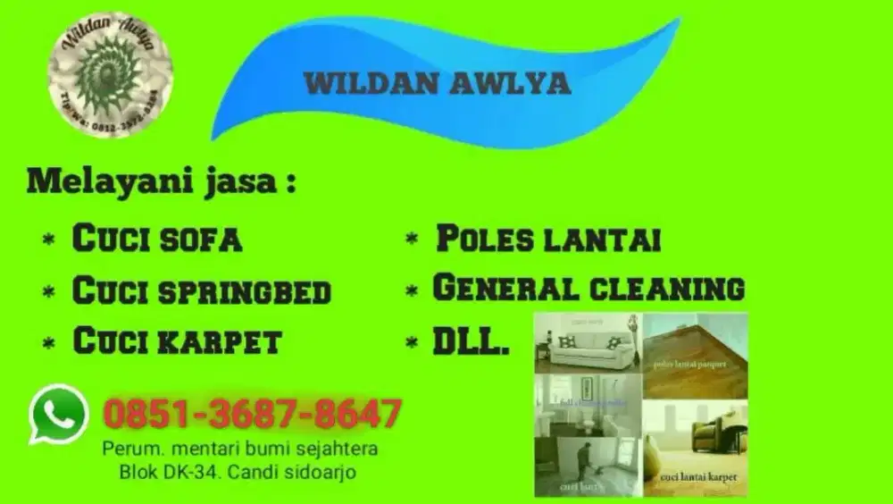 Cuci sofa, springbed dan poles lantai