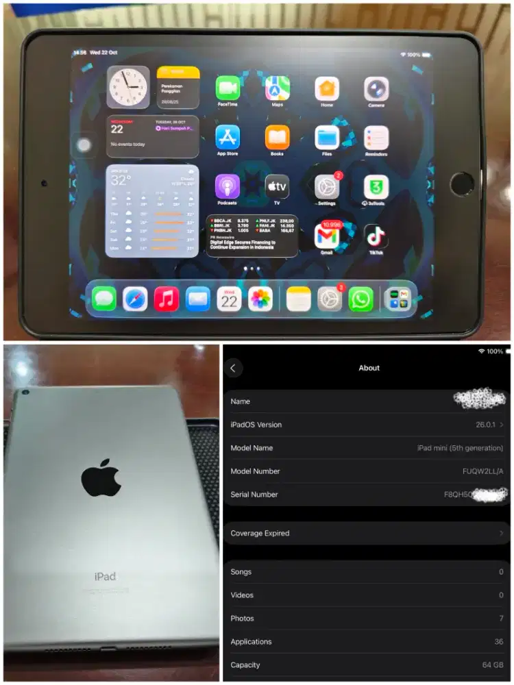 Ipad mini 5, 64gb, grey, wifi only, ex inter