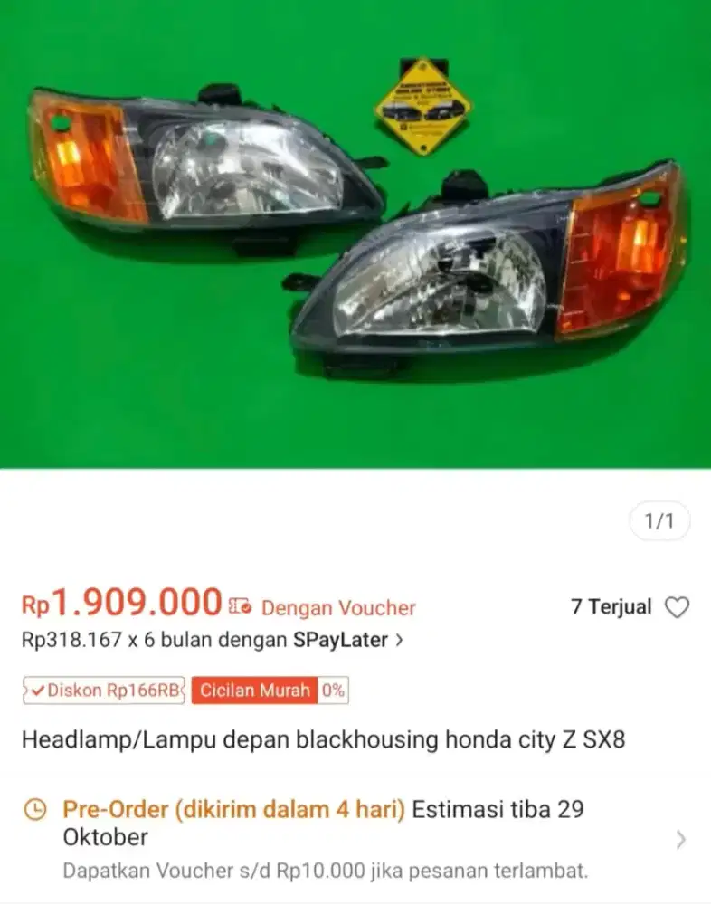Lampu DEPAN / head lamp Honda CITY Z Th 1997 2000