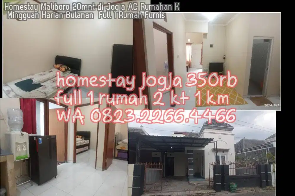 Homestay Maliboro 20mnt di Jogja AC Rumahan K Mingguan Harian Bulanan
