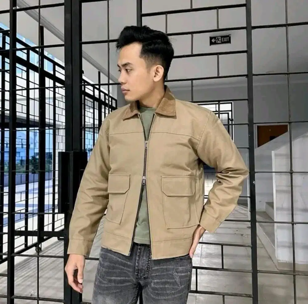 Jaket pria boxi bahan canvas