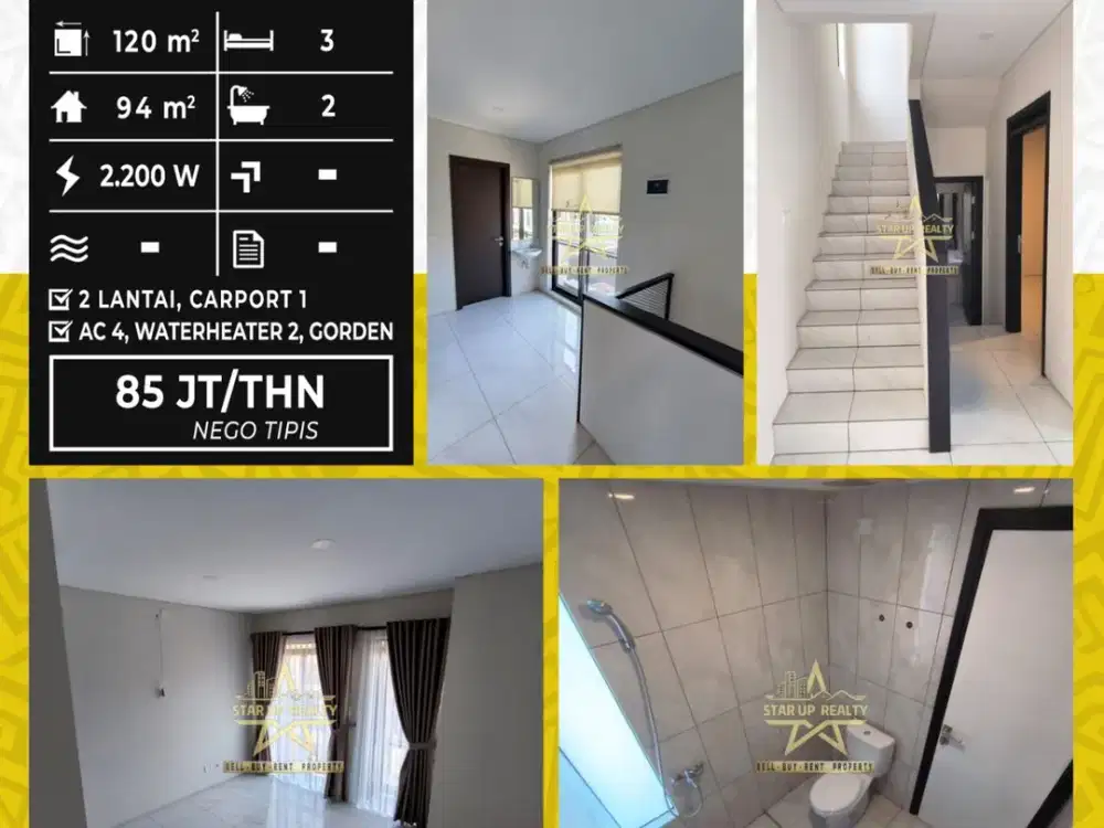 85 jt nego Disewakan rumah 2 lantai di KBP kt 3 km 2 lt 120 lb 94