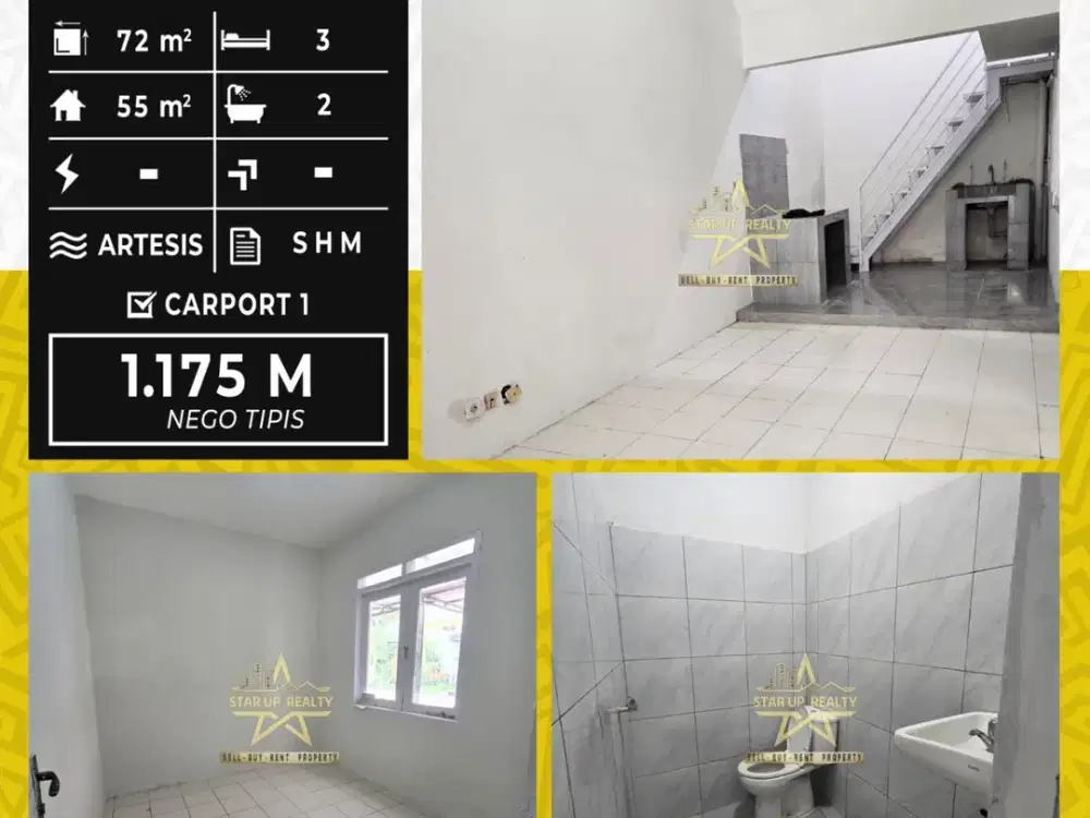1,175 M Dijual Rumah di KBP kota baru parahyangan kt 3 km 2 air artesis SHM