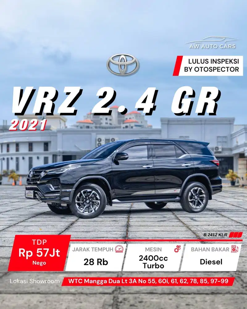 [LOW KM] Toyota Fortuner VRZ 2.4 GR NIK 2021 TRD 2022