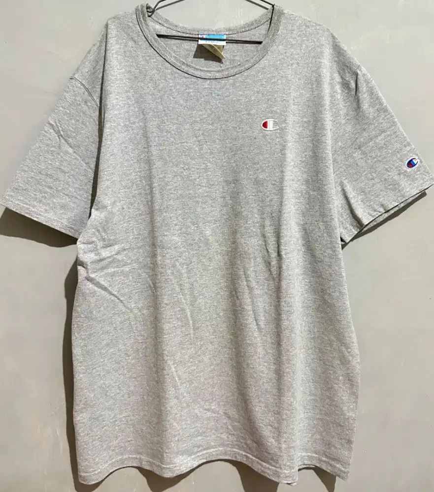Kaos Champion Original Grey Bordir Logo