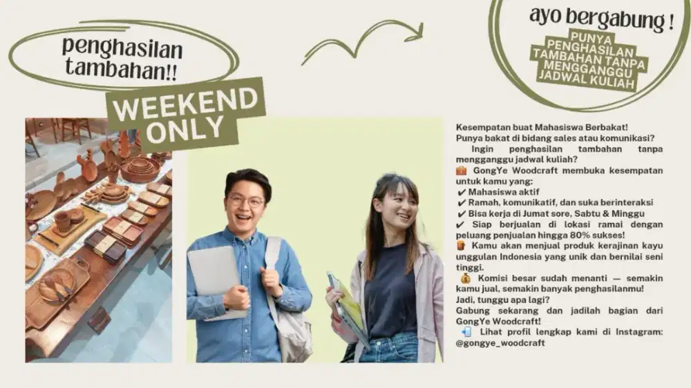 LOWONGAN KERJA PART TIME – Friday - Saturday