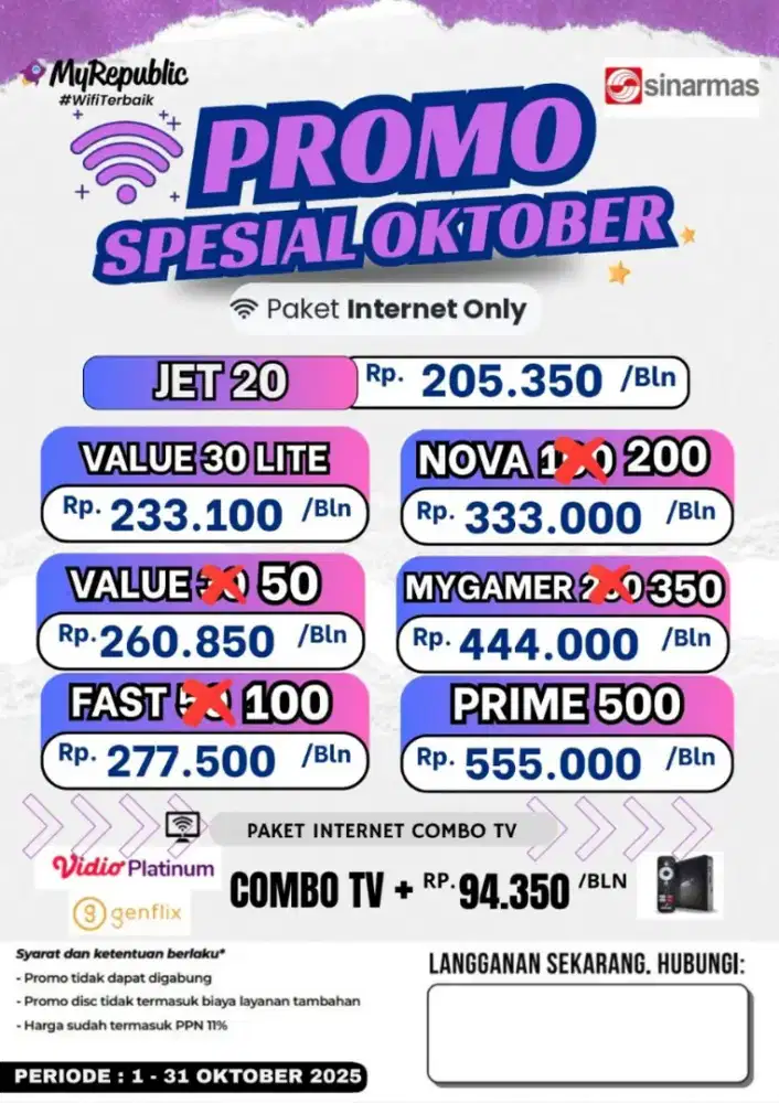 Promo pemasangan WiFi Internet Murah MyRepublic