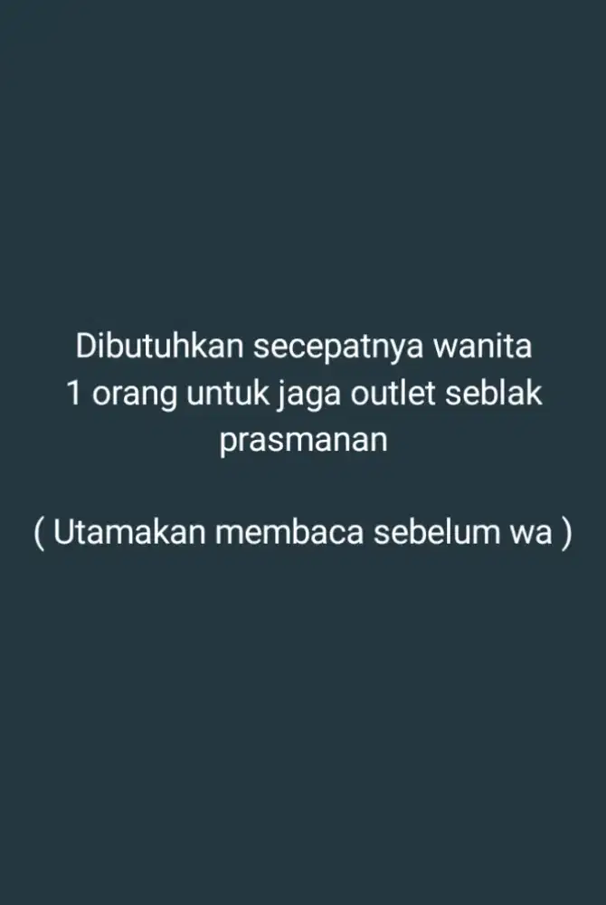 DIBUTUHKAN SECEPATNYA.