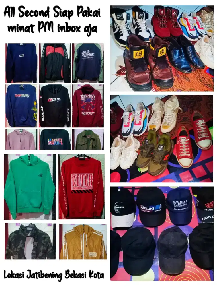 Sweater hodie sepatu topi all second siap pakai