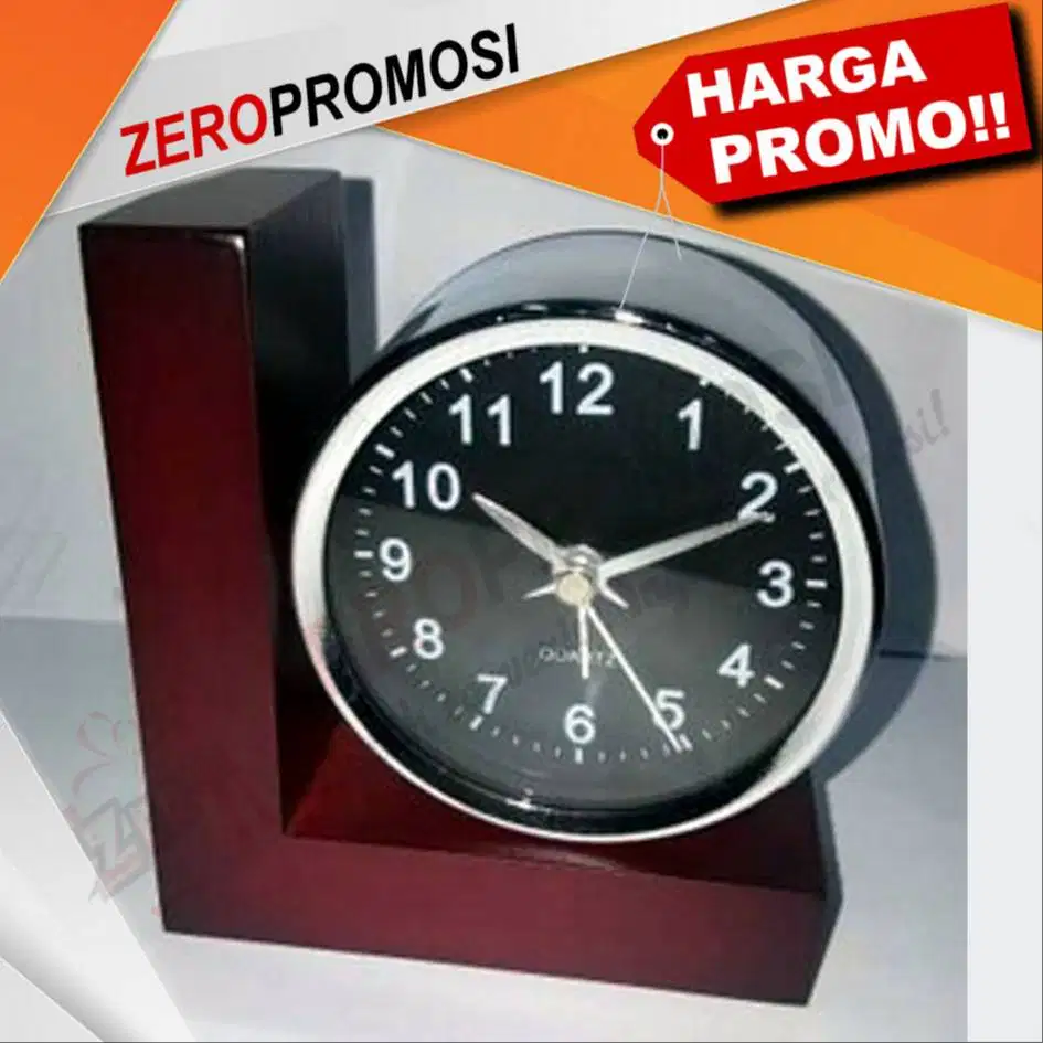 Souvenir Jam Meja Kayu Model L Custom Logo, Pilihan Eksklusif