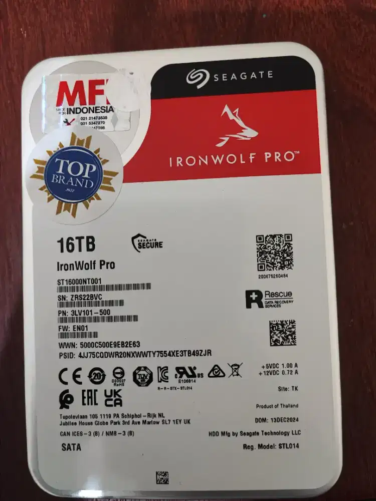 Harddisk seagate 16tb ironwolf pro