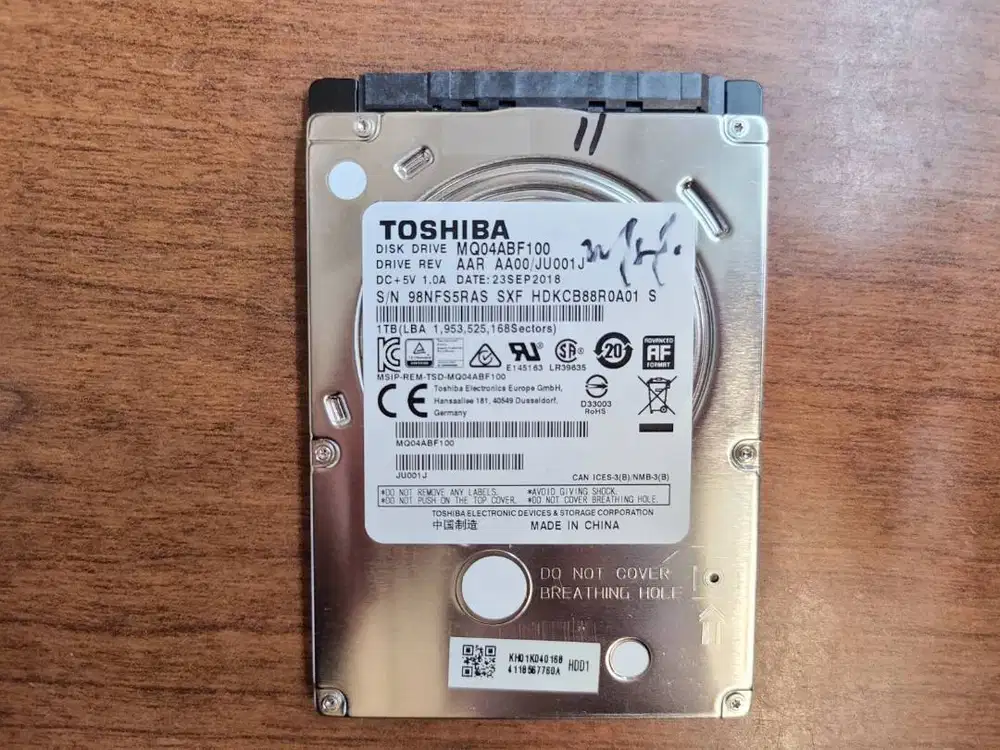 Harddisk Laptop Notebook Toshiba 1TB / 1000GB Second Sentinel 100/100