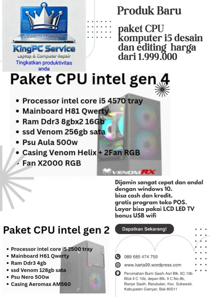 paket CPU komputer i5 desain dan editing