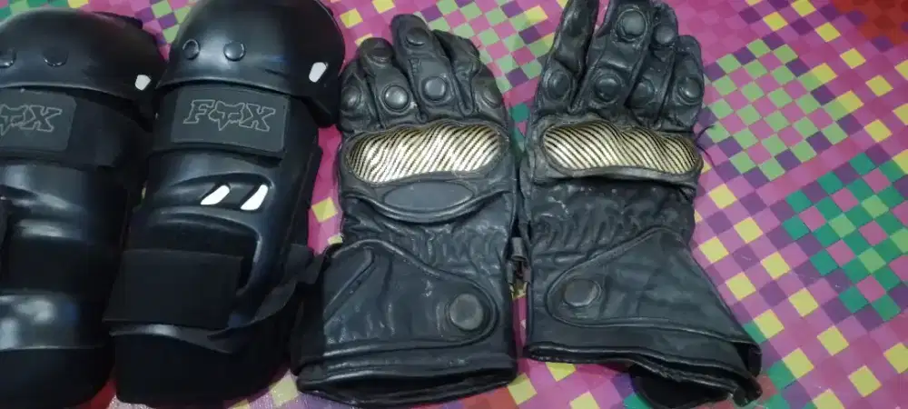 Sarung tangan kulit plus dacker motor