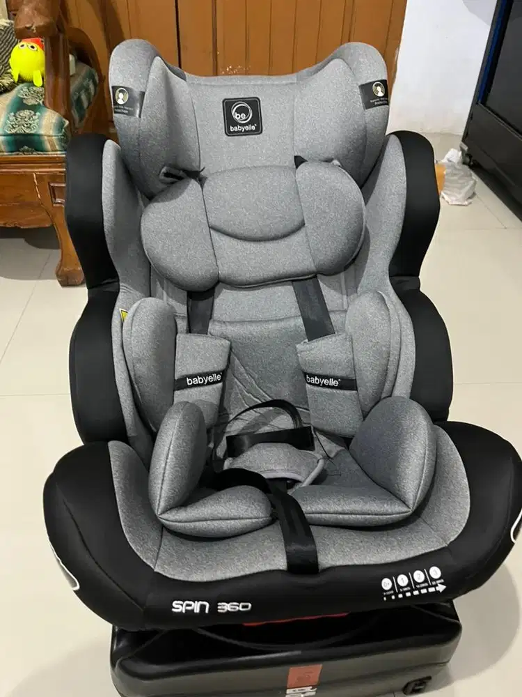 Preloved carseat babyelle, grey, spin 360 drjt