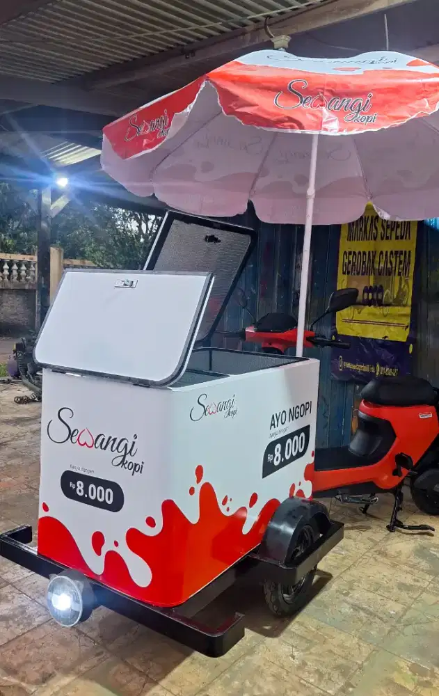 SEPEDA LISTRIK GEROBAK KOPI/GEROBAK SEPEDA LISTRIK MURAH/SEPEDAGEROBAK