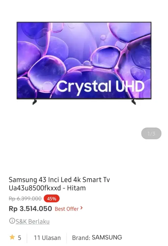 Samsung led smart tv 43 inci