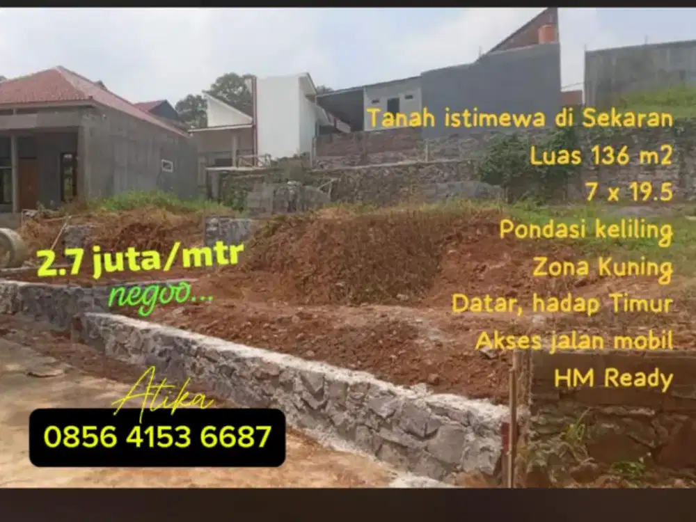 Tanah murah gang pete sekaran UNNES gunung pati