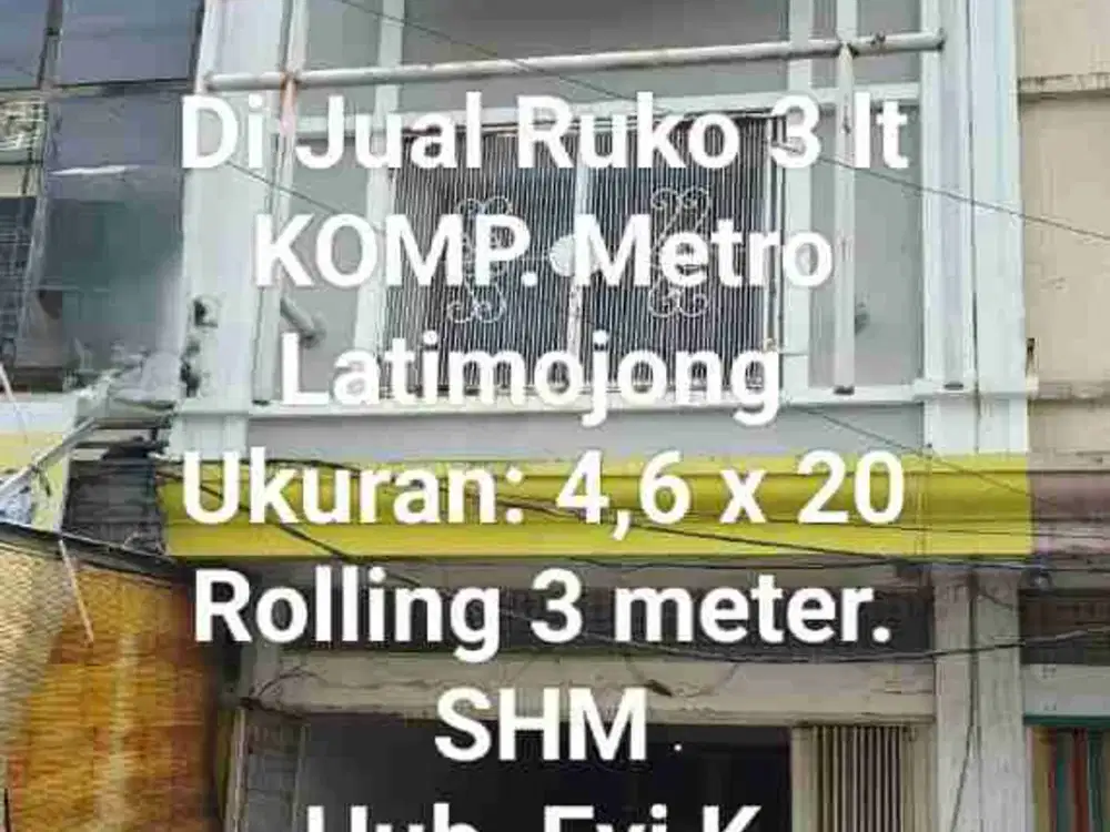 Dijual Ruko 3 lt di Komp. Metro Latimojong Makassar