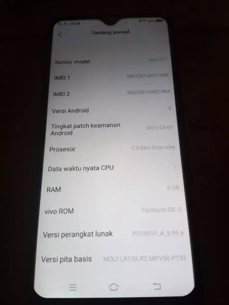 Vivo Y 17 ram 8//256.nominus masih mulus ori