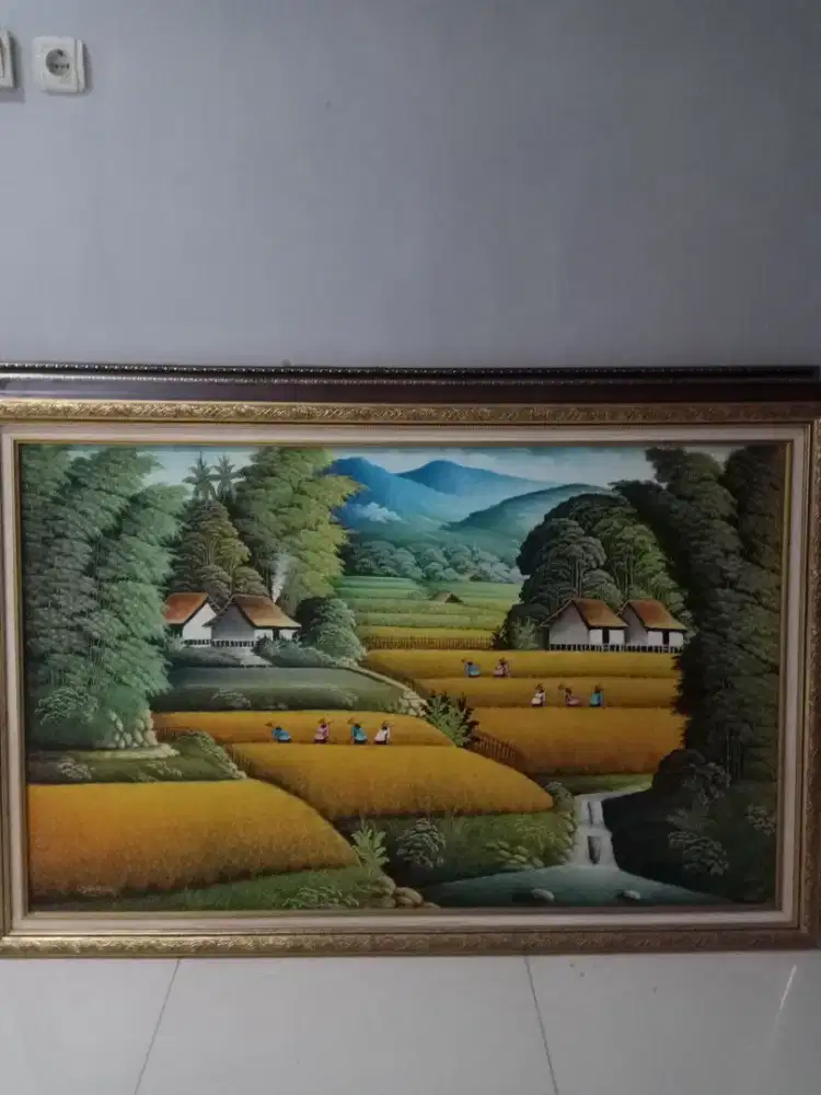 Lukisan Bali pemandangan sawah