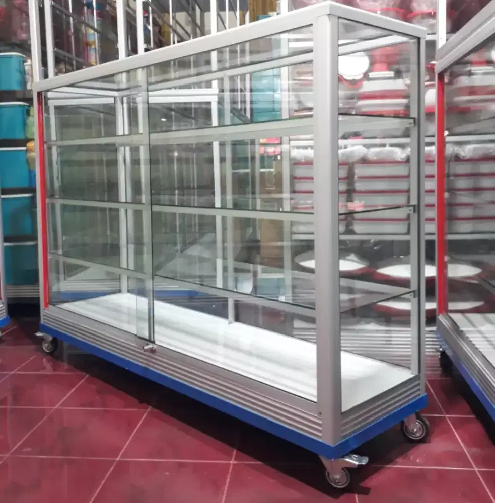 Etalase Kaca & Aluminium Panjang 1,5M Barang Siap Langsung Kirim