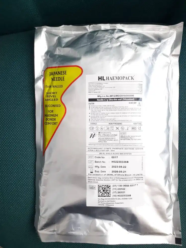 Kantong Darah Steril - BARU - 1 Pak/10 kantong - (Blood bag system )