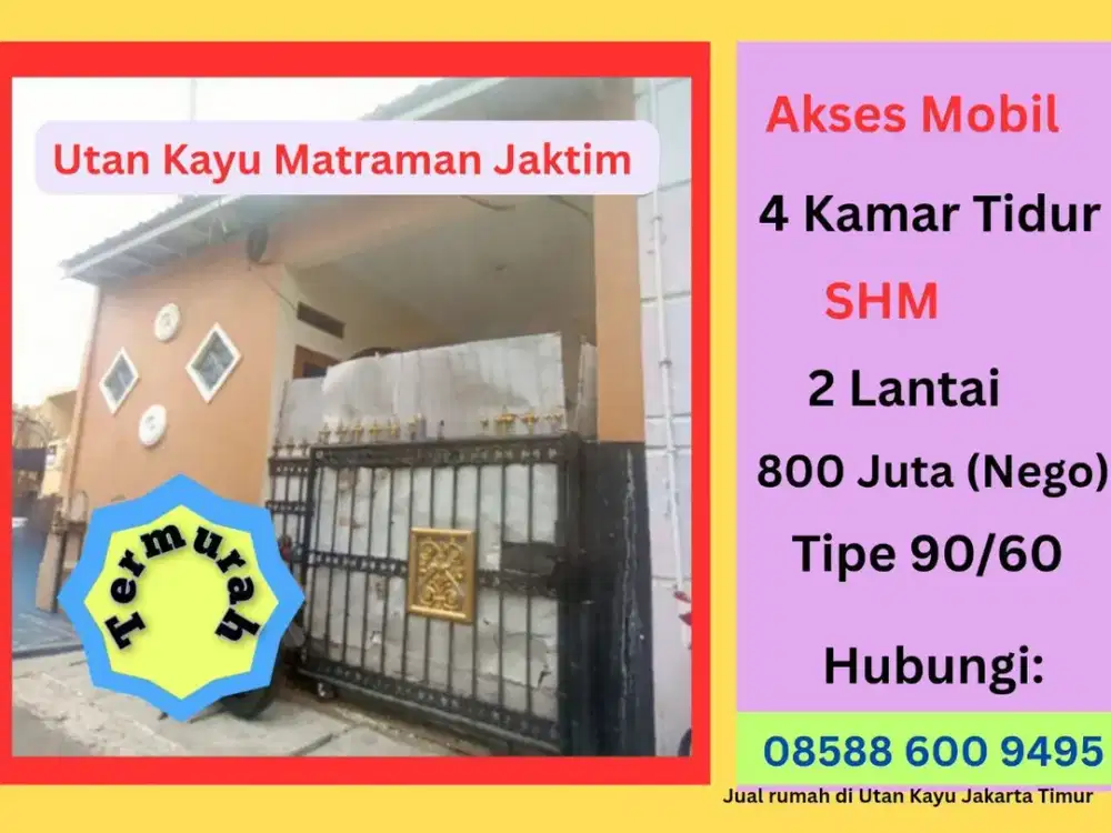 Jual Rumah 2 Lantai SHM di Matraman Jakarta Timur – Dekat UNJ, RSCM, & Tol Rawamangun!