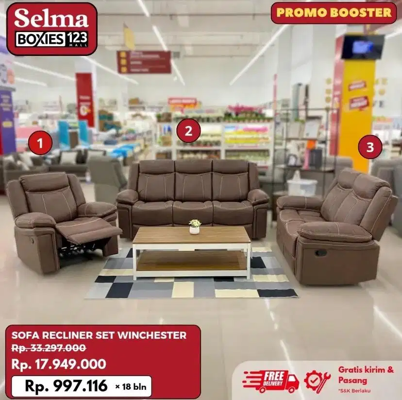 Sofa set recliner selma promo