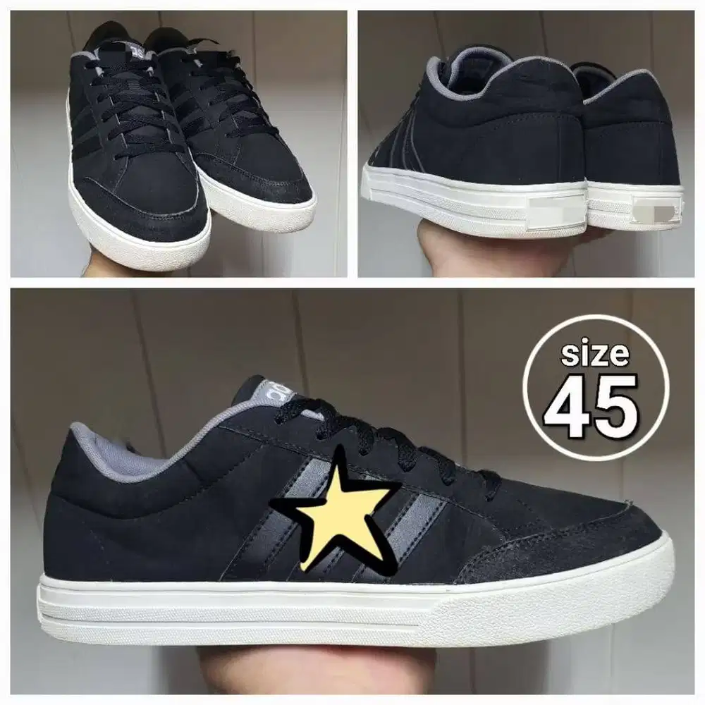Sepatu Casual Low Kulit Black VS SET Size 45 Second Ori Shoes