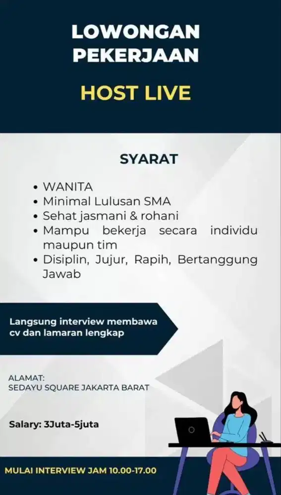 URGENT POSISI HOST LIVE