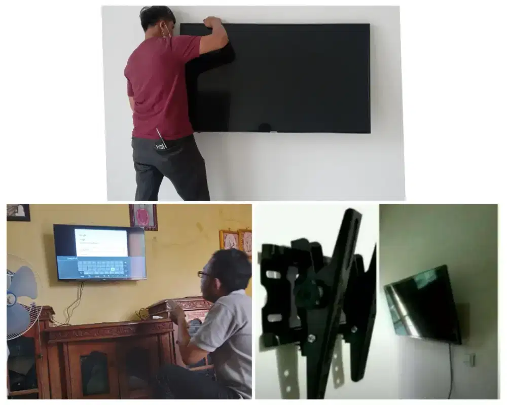 Pasangkan bracket dan Braket +pasang terimarapih breket briket led tv