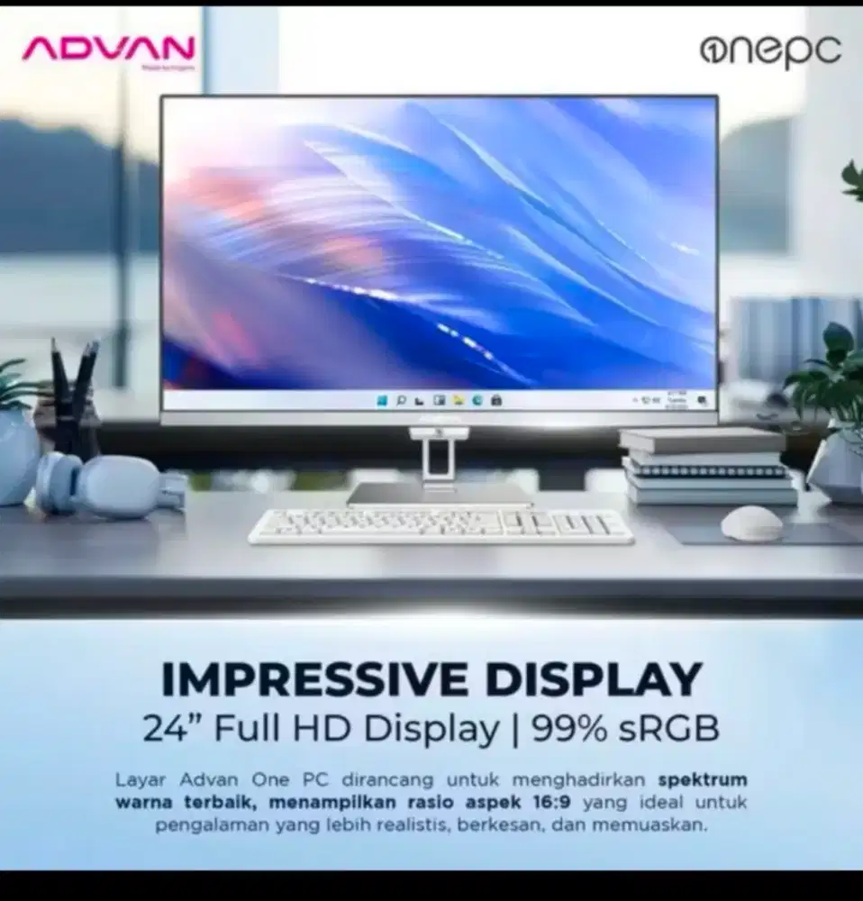 ADVAN ONE PC AMD RYZEN 5 3500U 8GB 512GB 24.0 FHD WIN11HOME WHITE