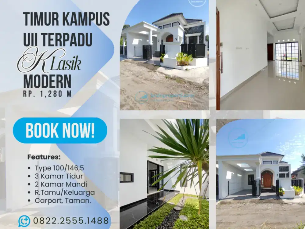 Rumah Klasik Modern Timur UII Terpadu Jl.Kaliurang, Utara SPBU Mindi