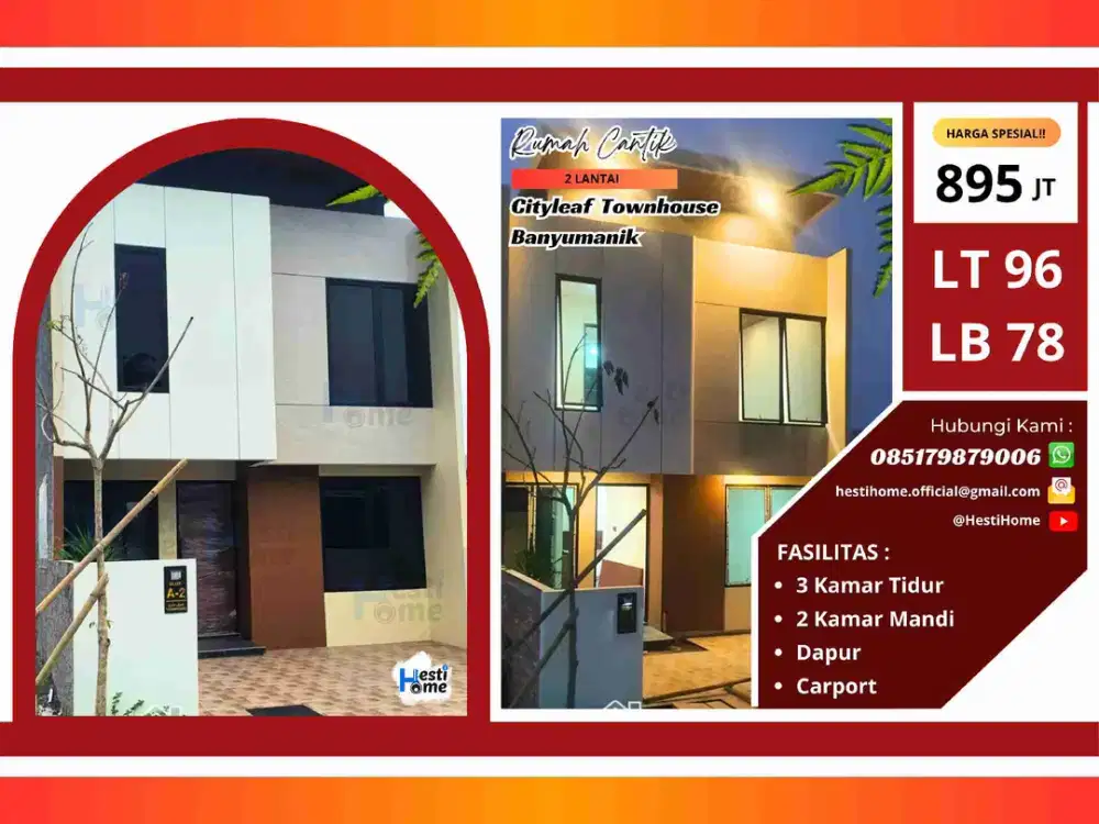 Rumah Modern City Leaf Banyumanik, Bonus Banyak + Sertifikat Ready, Harga bersahabat